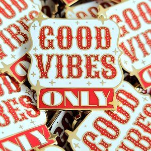 Good Vibes Only Enamel Pin - Vibing, Vintage Style